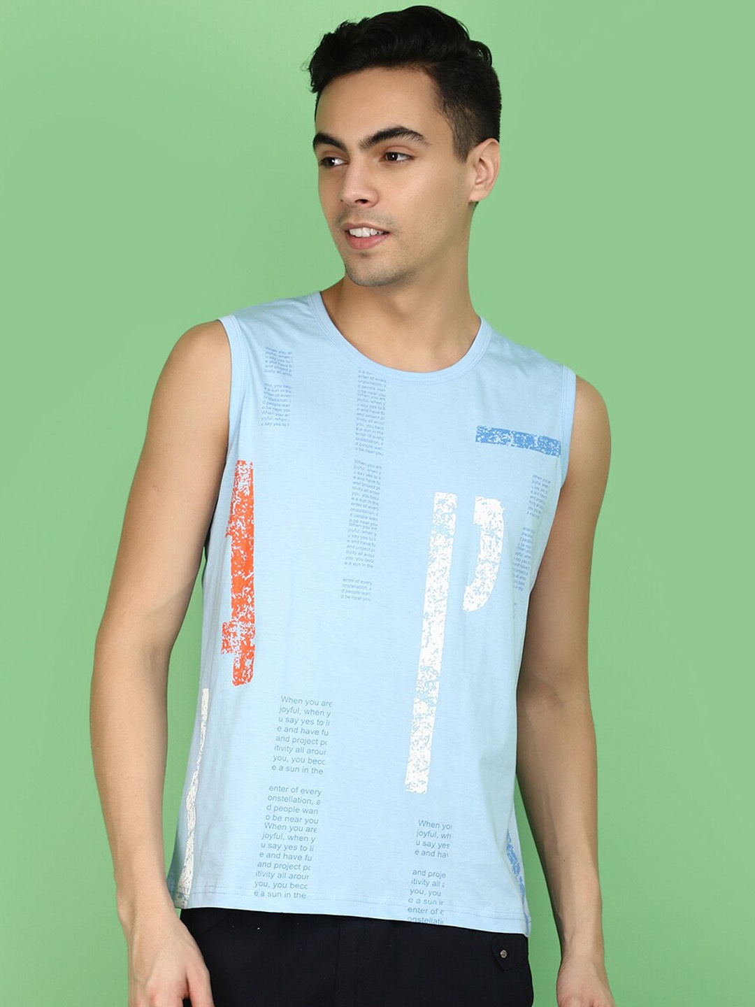 

V-Mart Printed Cotton Round Neck Innerwear Vests 684443-4536, Blue
