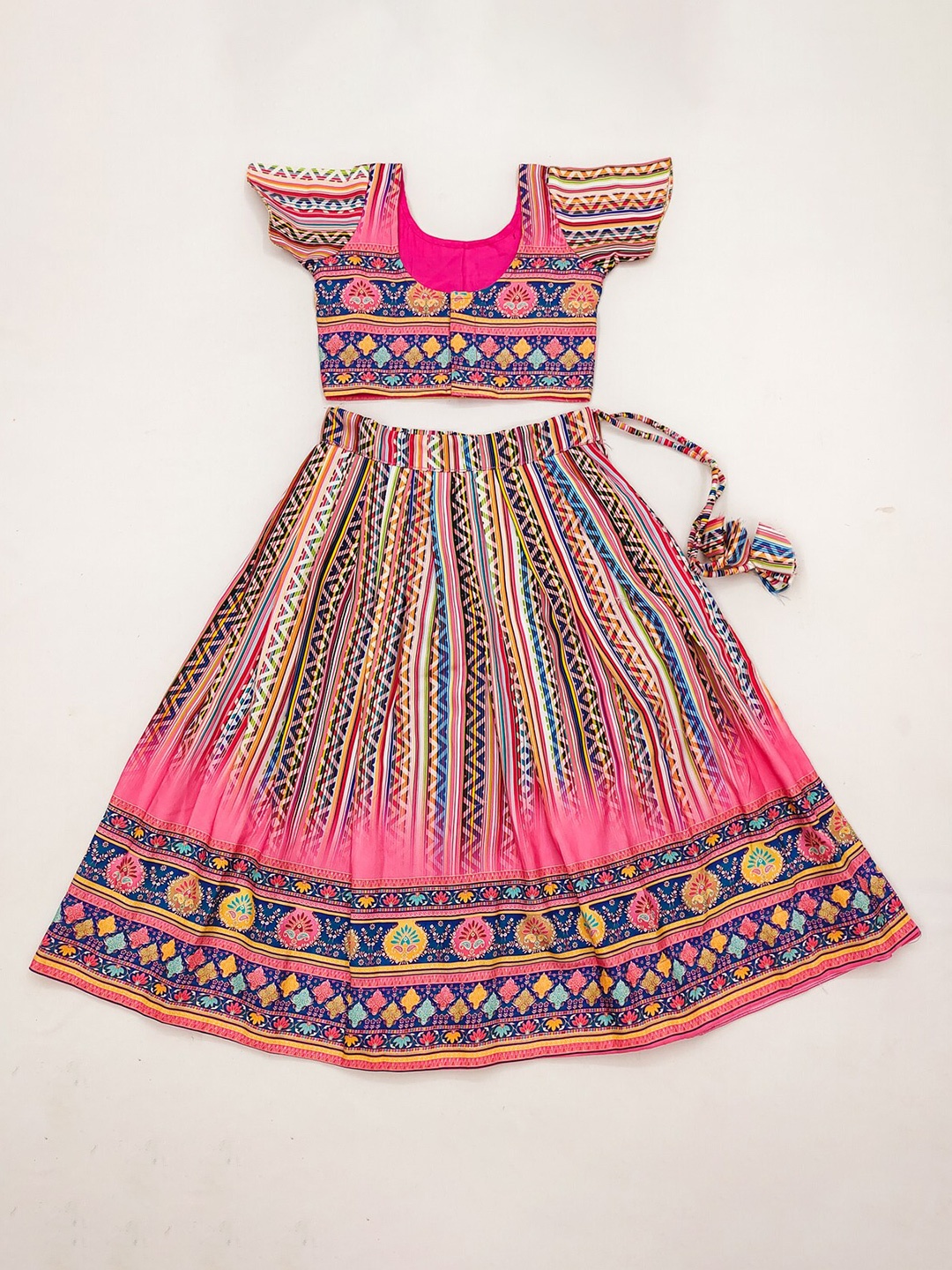 

BAESD Girls Printed Ready to Wear Lehenga & Blouse With Dupatta, Rose