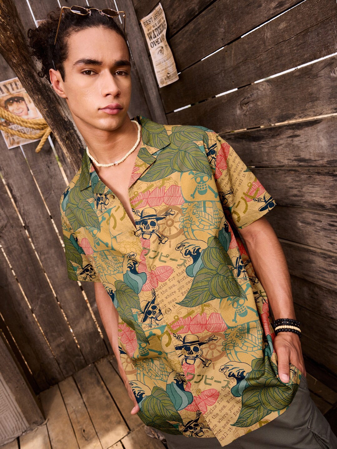 

The Souled Store Graphic Printed Cotton Casual Shirt, Beige