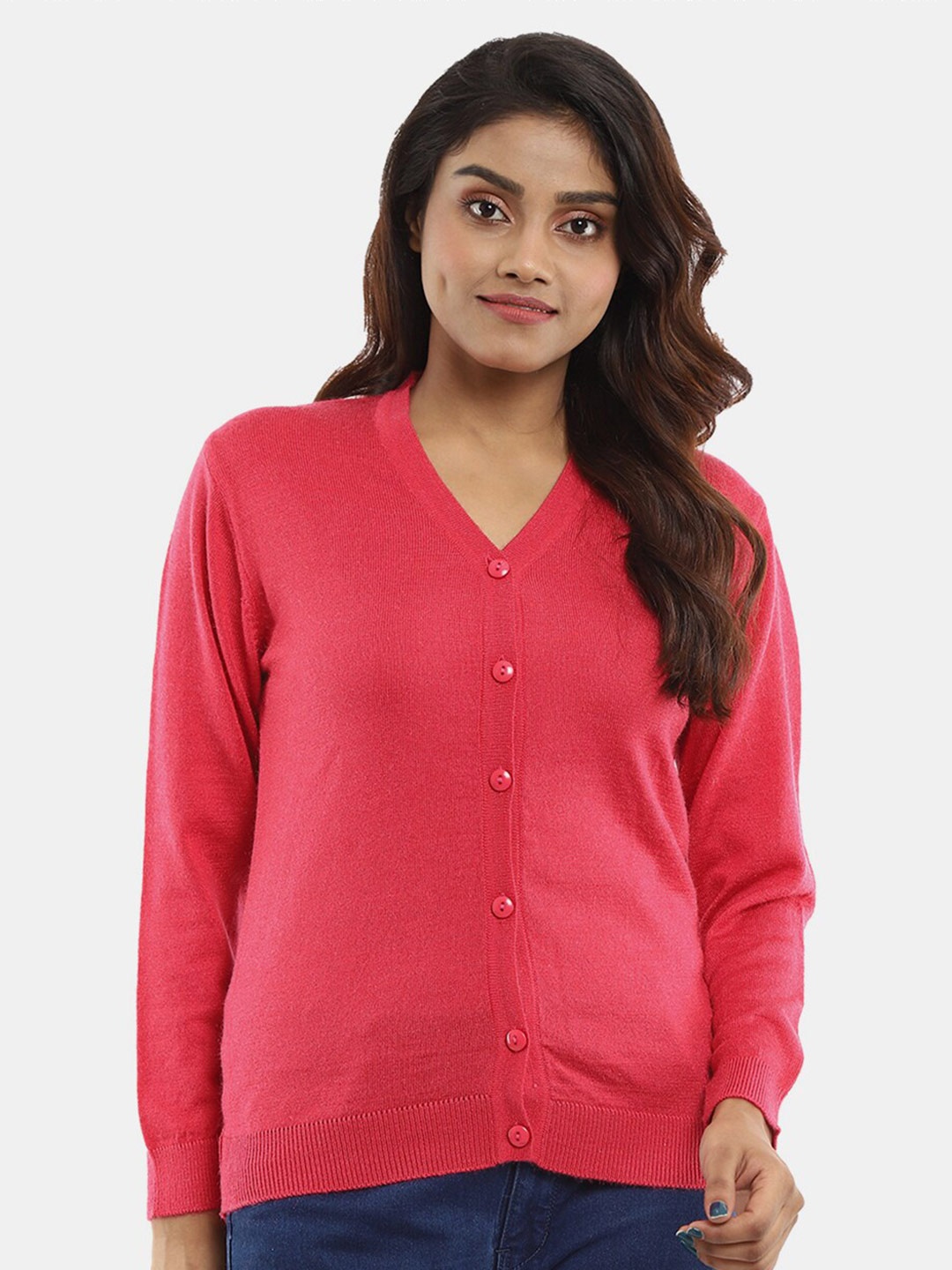 

V-Mart Women Woollen Cardigan, Fuchsia