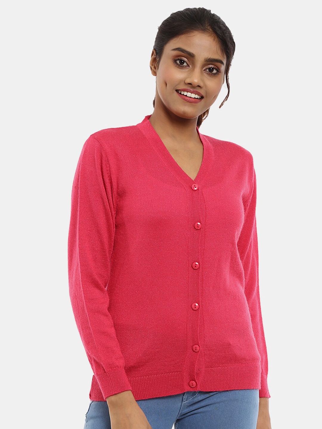 

V-Mart Women Woollen Cardigan, Fuchsia