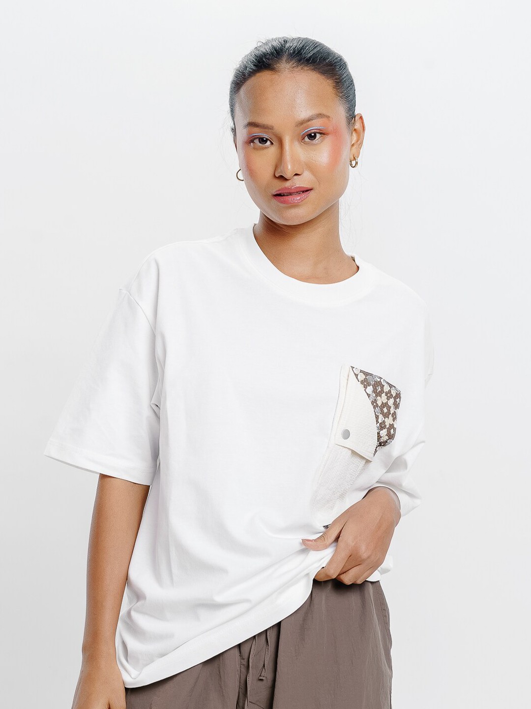 

FREAKINS Printed Round Neck Short Sleeves Cotton T-shirt, White