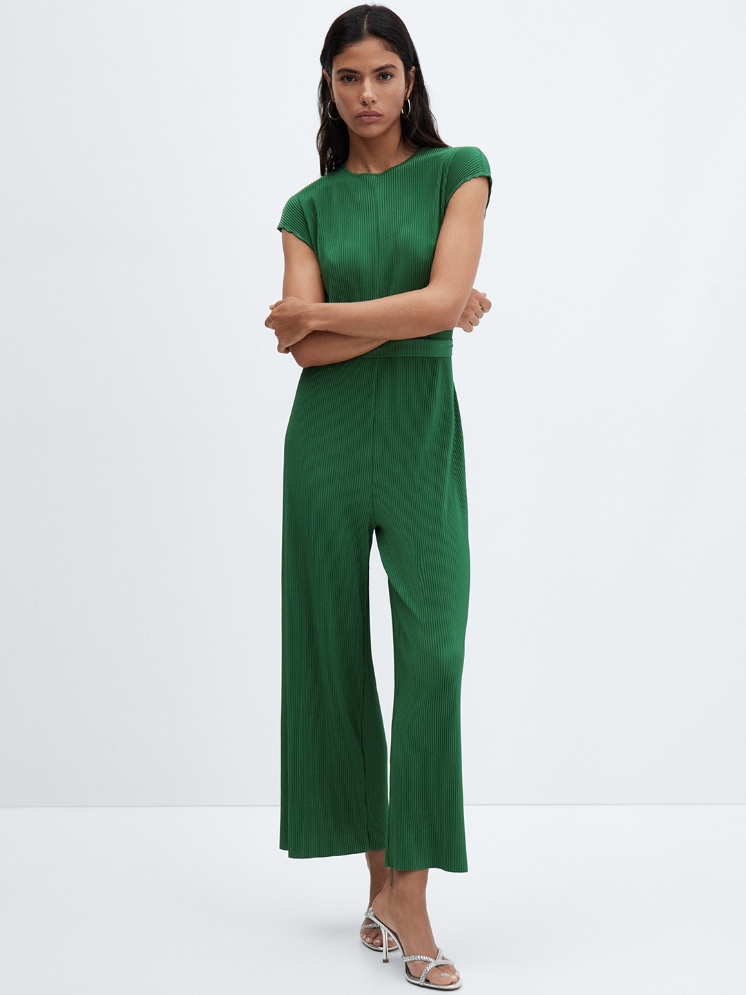 

MANGO Pleated Jumpsuit, Green