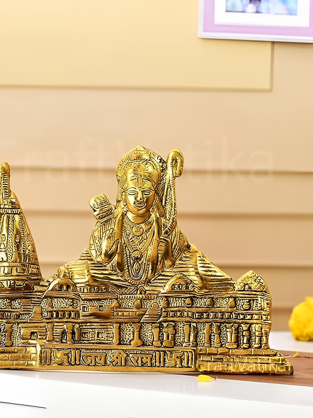 CraftVatika GoldToned Aluminium Ram Darbar Wall Hanging, Gold