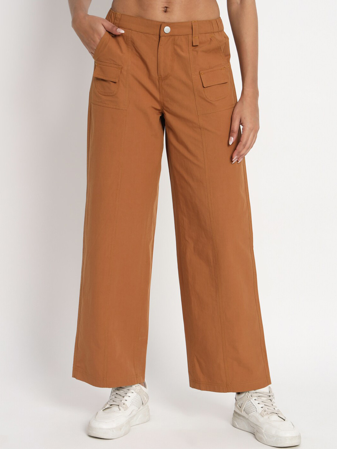 

VividArtsy Women Straight Fit Parallel Trousers, Brown