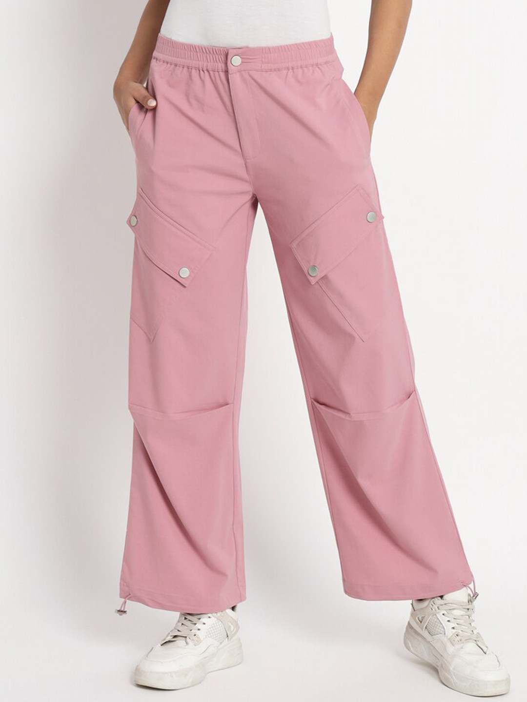 

VividArtsy Women Mid-Rise Tapered Fit Joggers Trousers, Pink