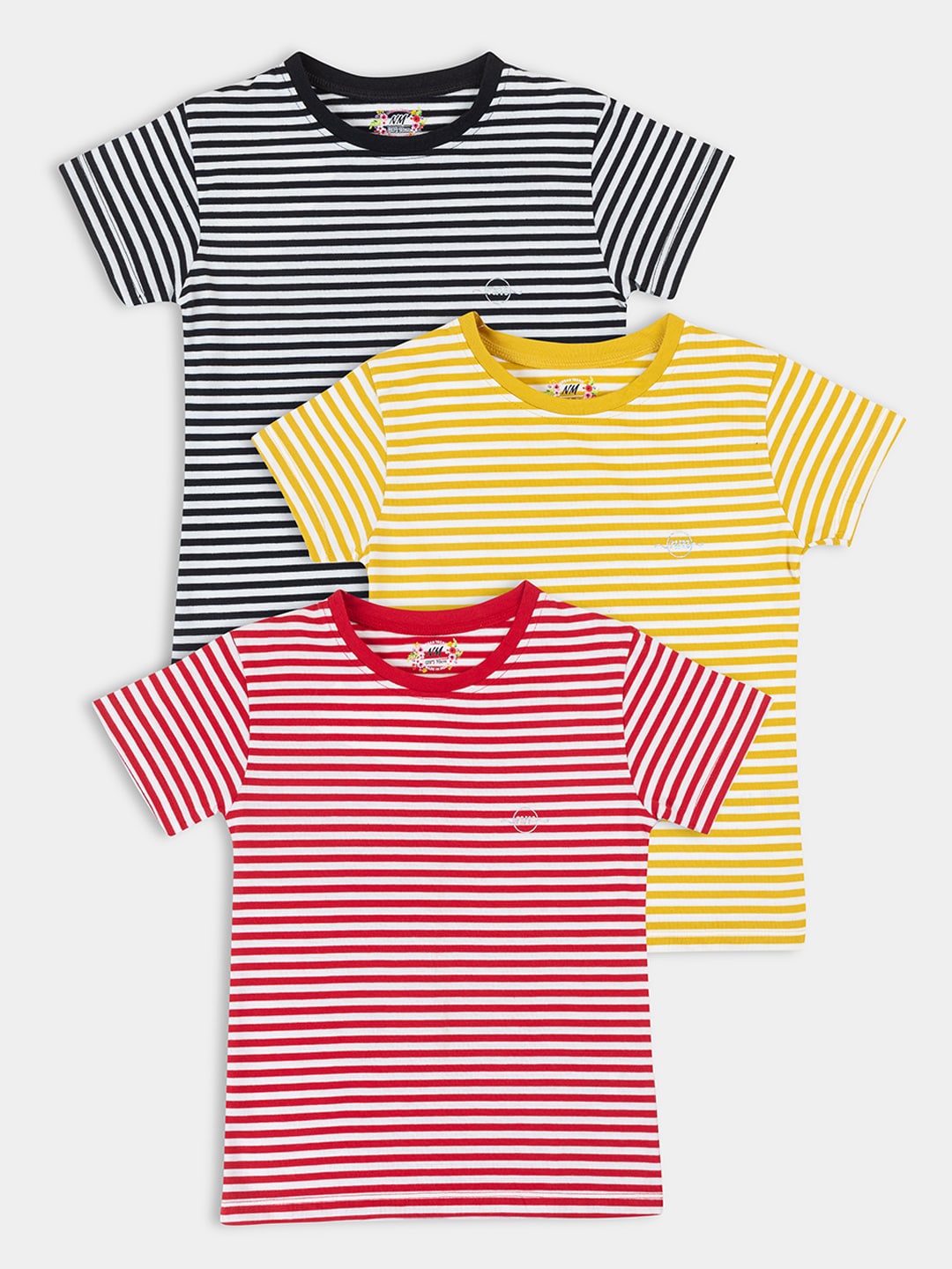 

PAMPOLINA Girls Pack of 3 Striped T-shirts, Black