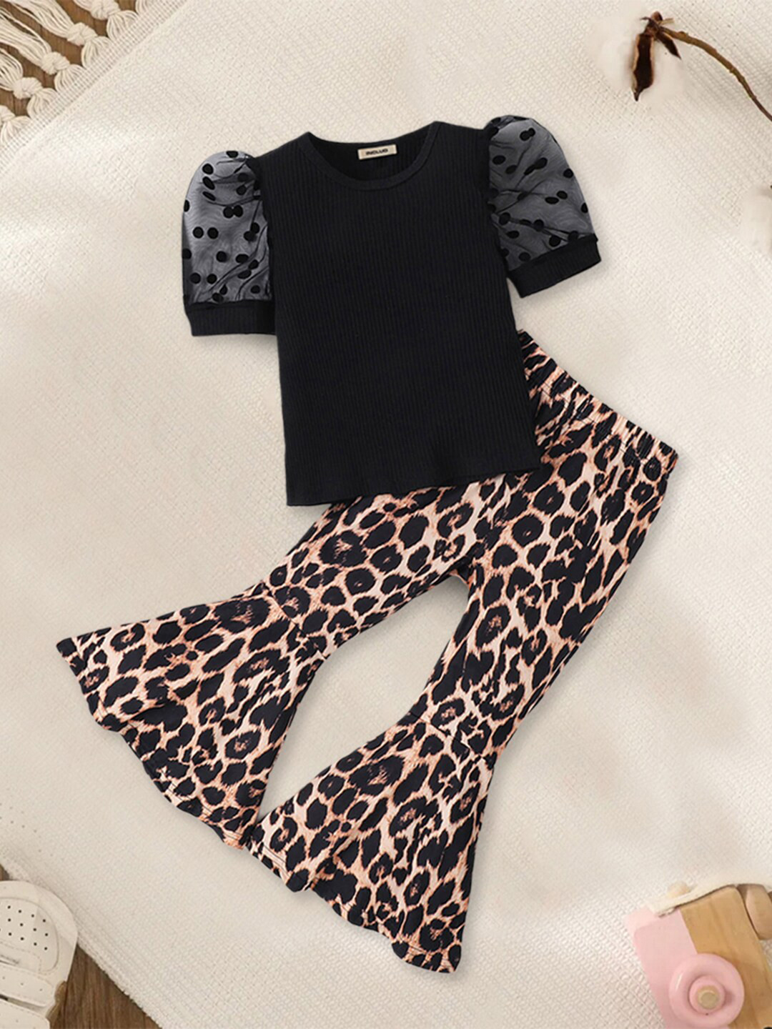 

INCLUD Girls Top with Palazzos, Black
