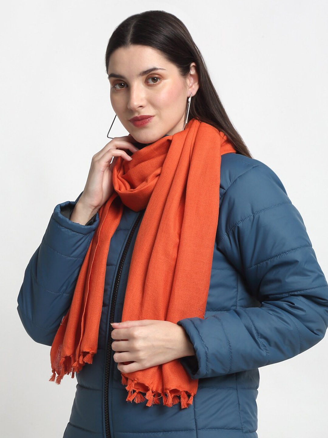 Arrabi Tasselled Cotton Stole, Orange