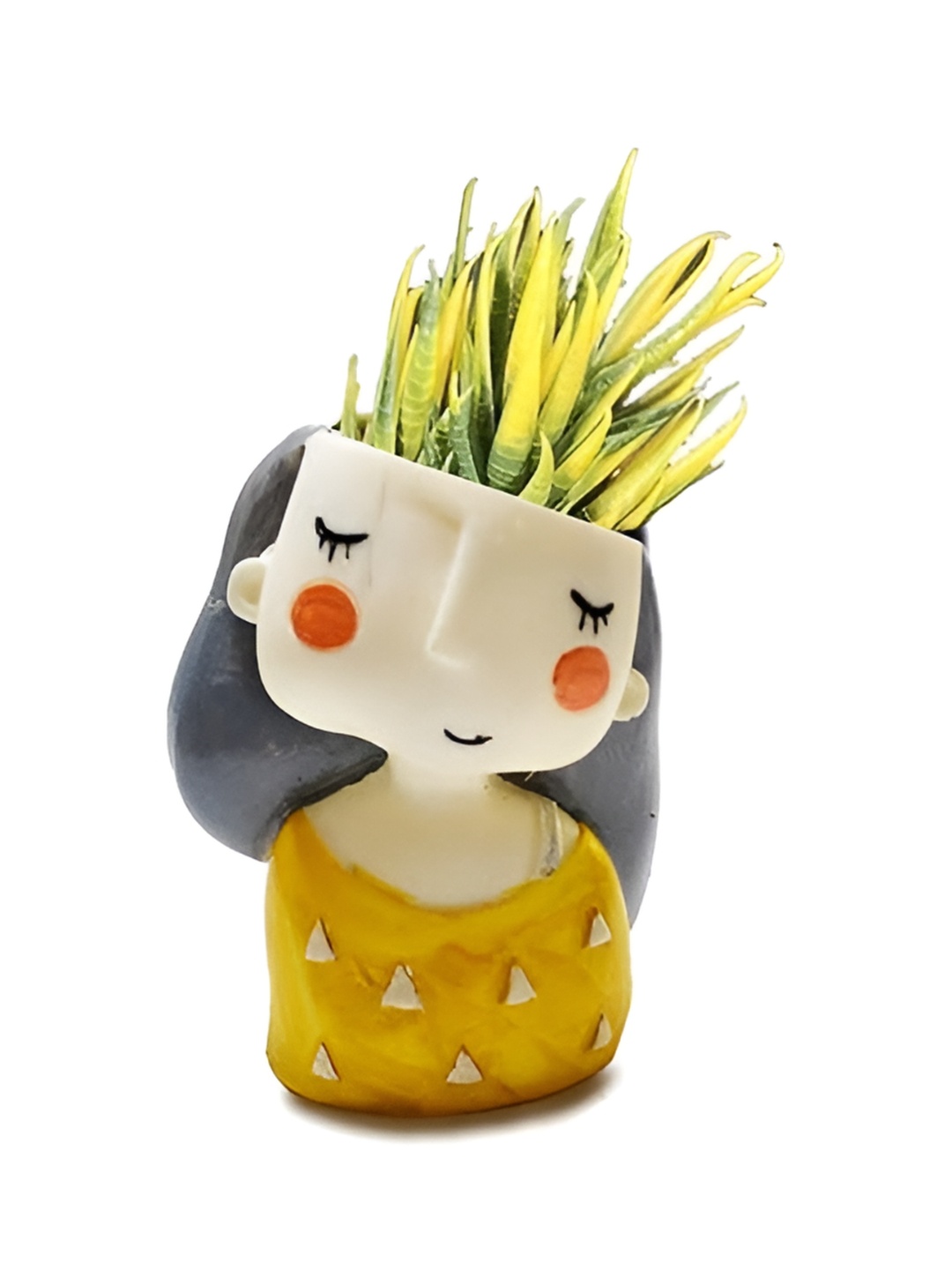 

CraftVatika Yellow & Beige Girl Shaped Printed Planter Pot