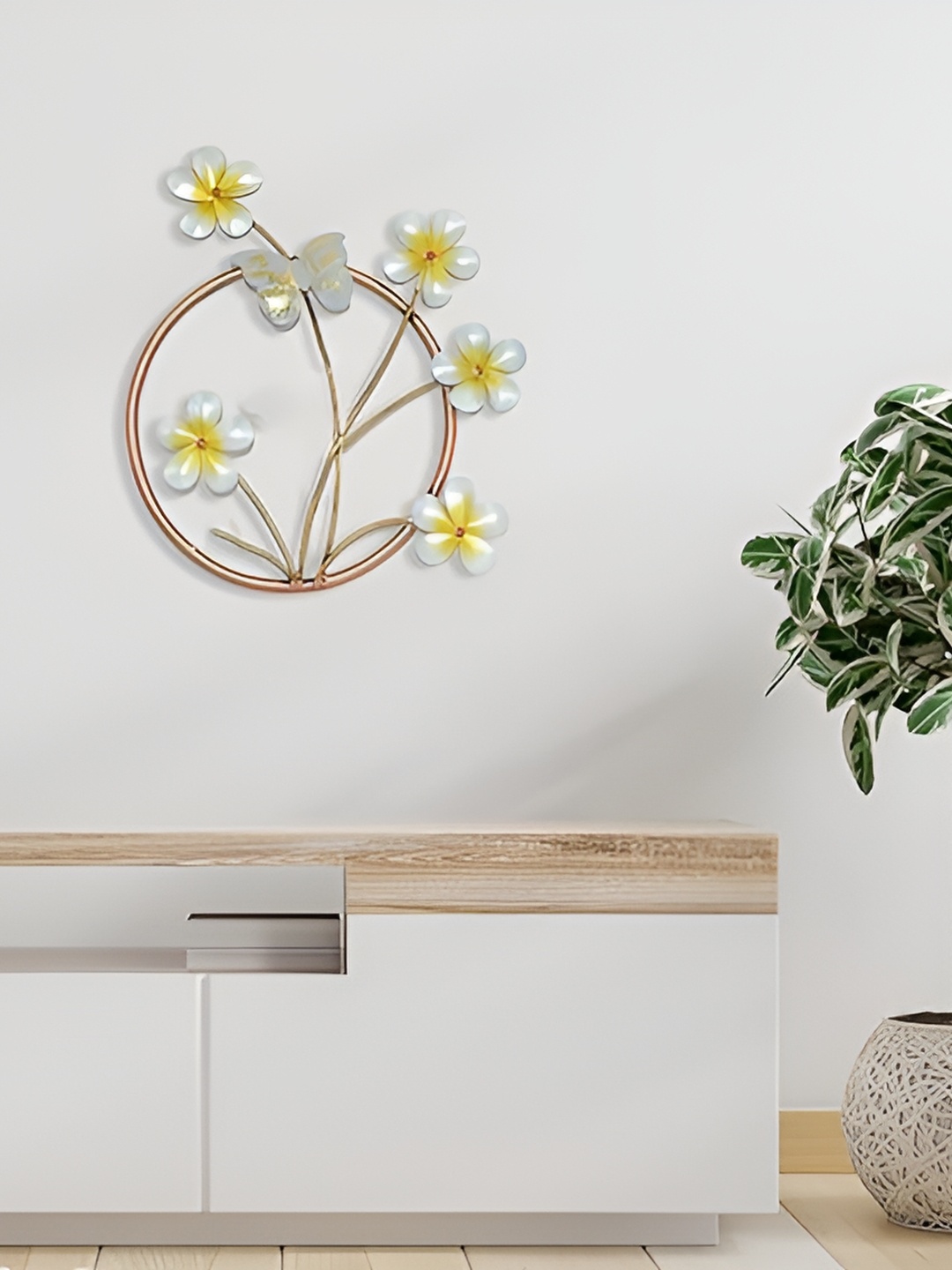 

CraftVatika White & Yellow Textured Wall Hangings