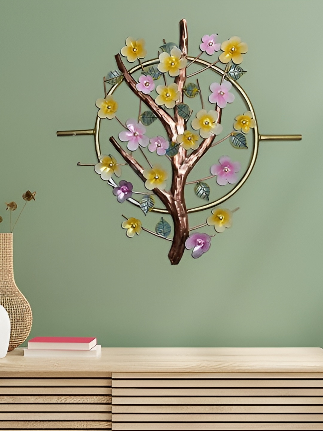 

CraftVatika Purple & Yellow Textured Flower Wall Hanging