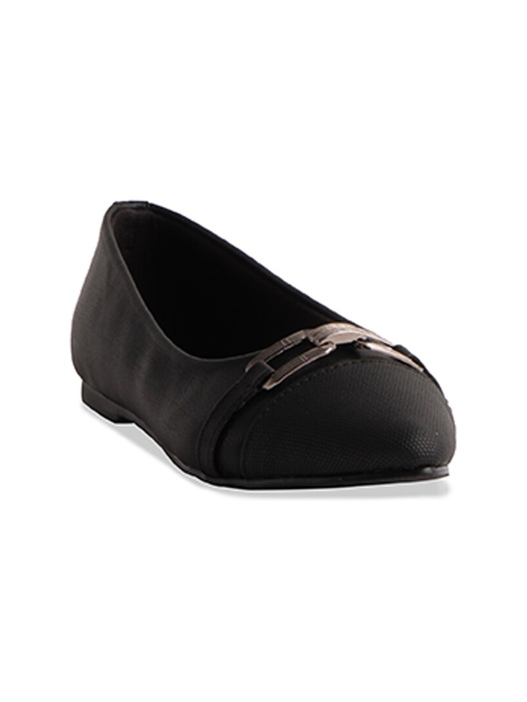 

ERIDANI Texturd Buckle Detailed Ballerinas, Black