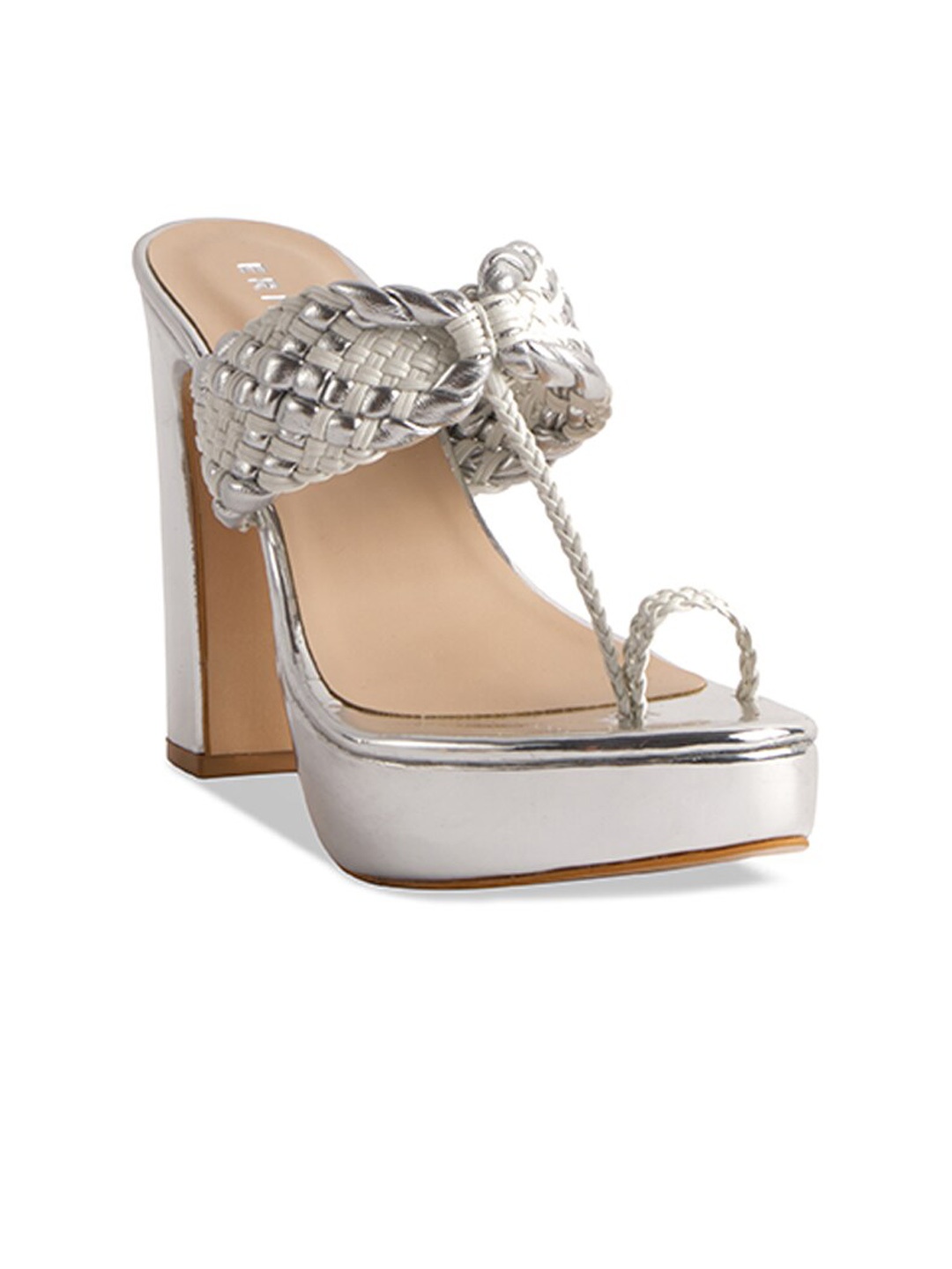 

ERIDANI Embellished One Toe Platform Heels, Silver