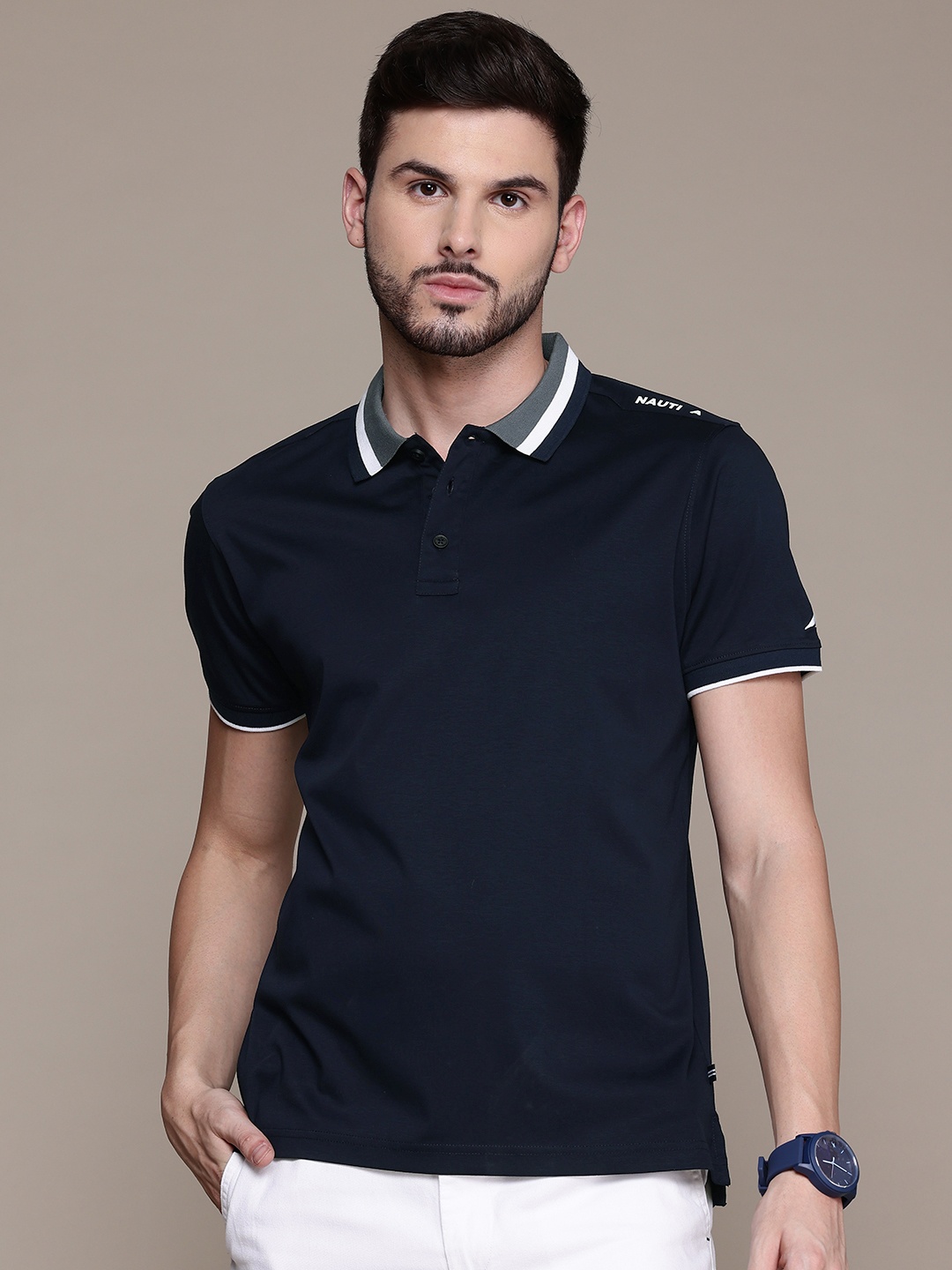 

Nautica Polo Collar Pure Cotton T-shirt, Black