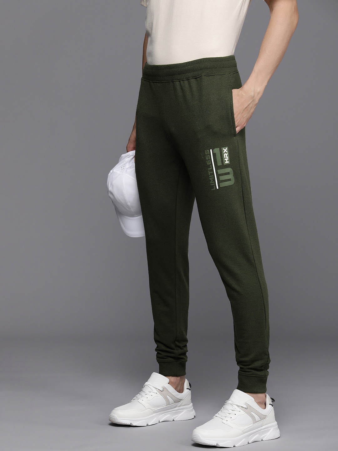 

HRX by Hrithik Roshan Men Lifestyle Typography Printed Regular Fit Joggers, Olive