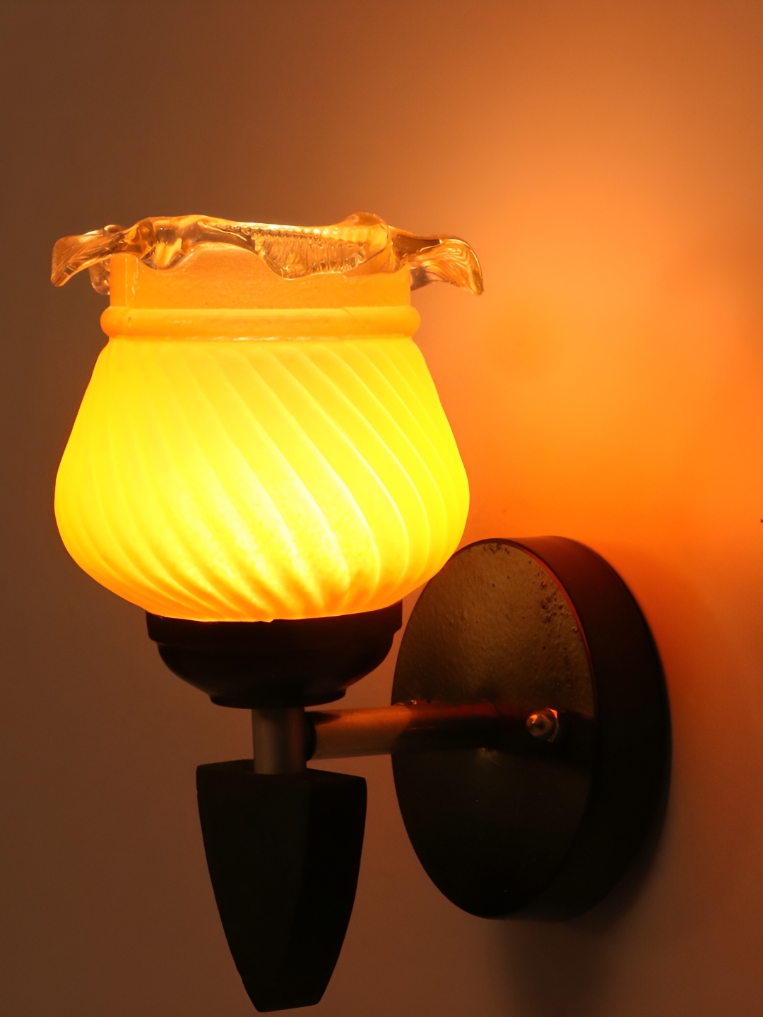 

1ST TIME Orange & Black Textured Glass Traditional Rectangle Shaped Wall Lamp