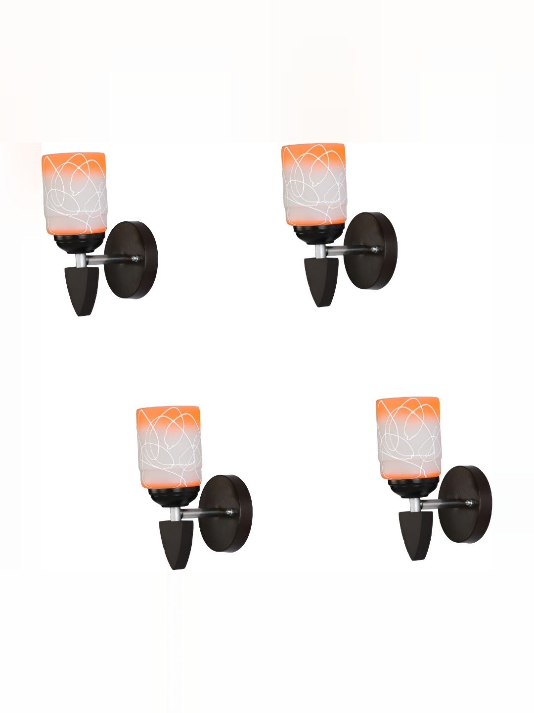 

1ST TIME Orange & White Printed Glass Traditional Rectangle Shaped Wall Lamp