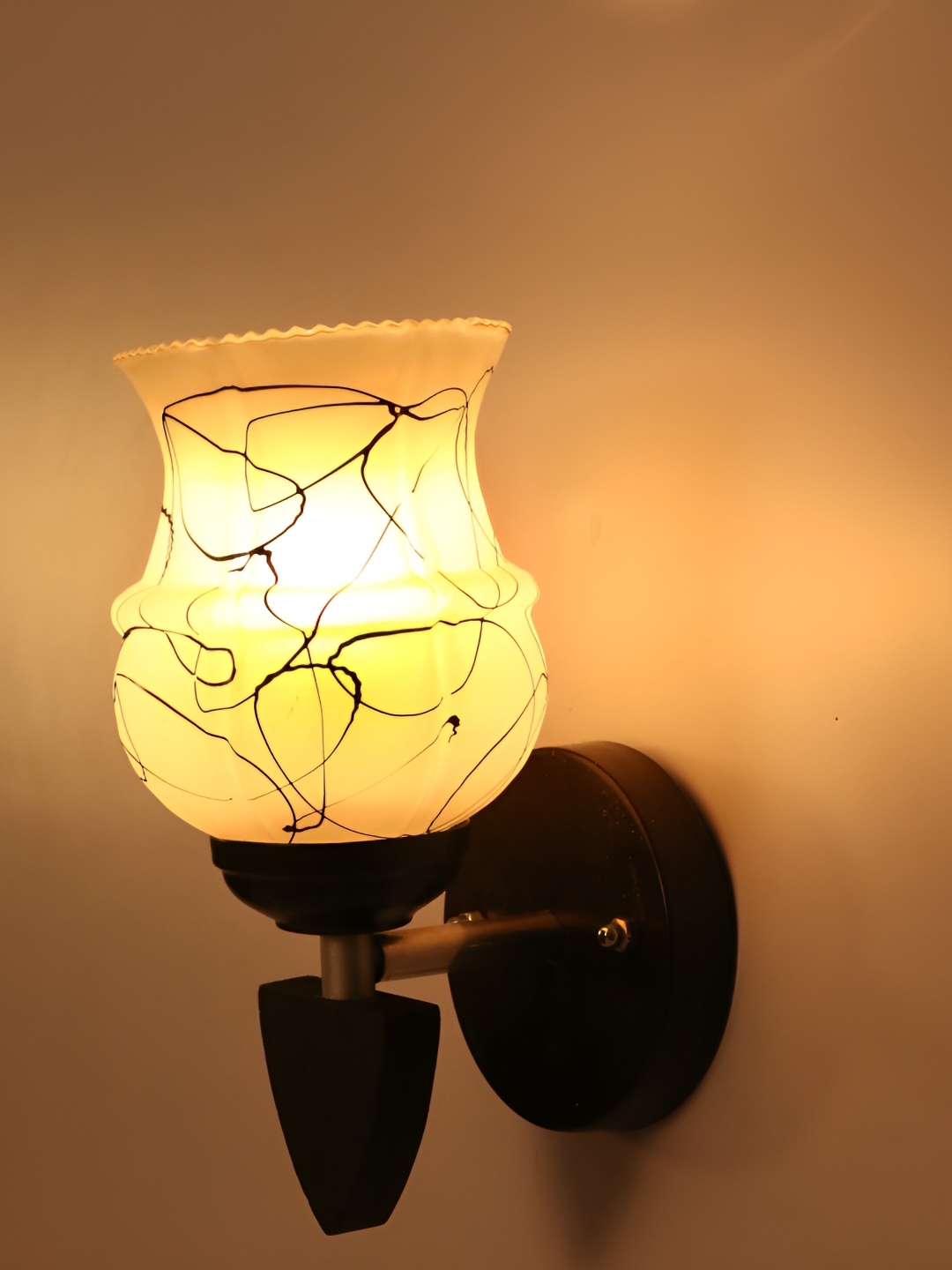 

1ST TIME Black & White Printed Glass Traditional Wall Lamp