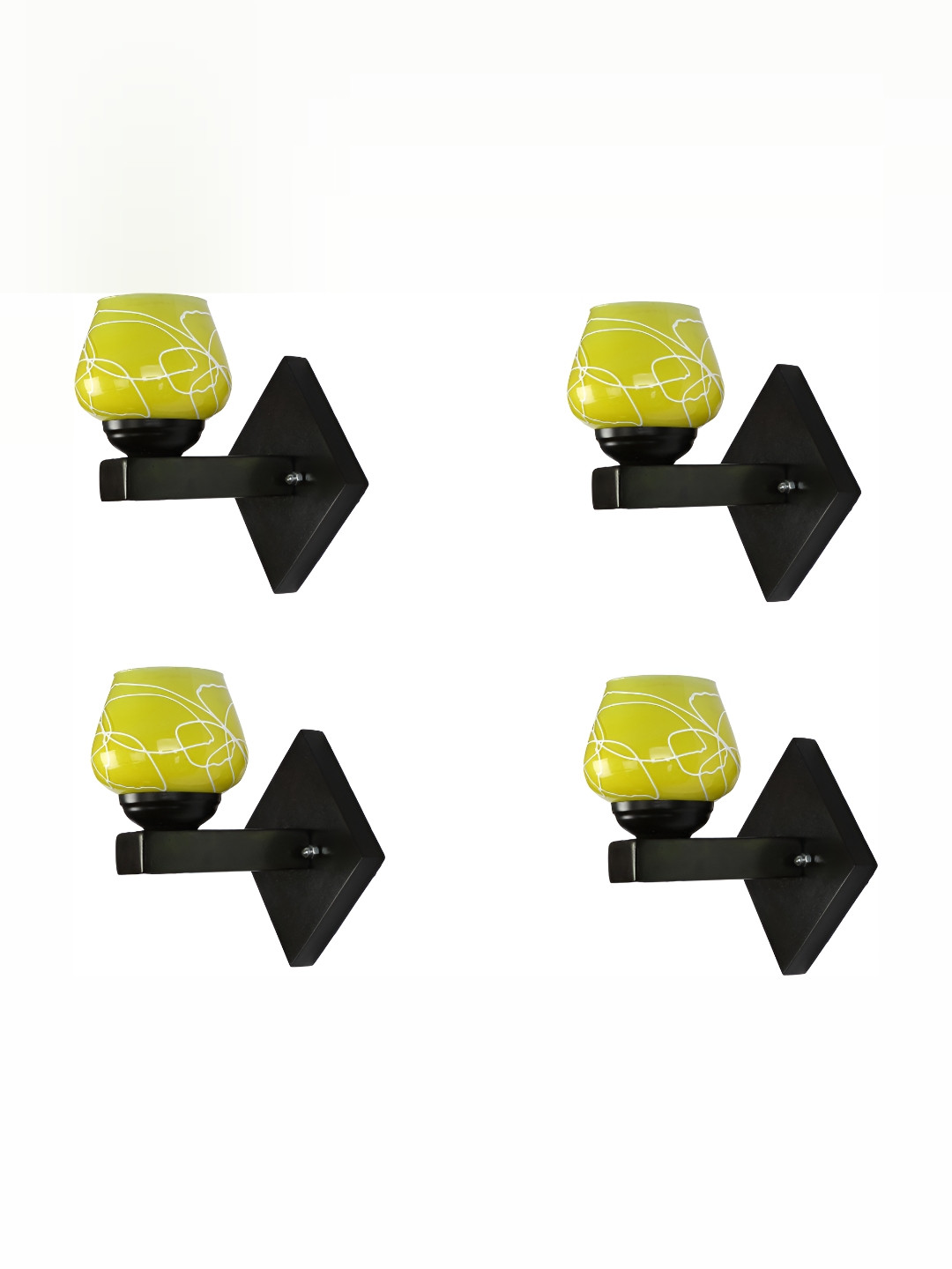 

1ST TIME Yellow & Black Glass Traditional Rectangle Shaped Wall Lamp