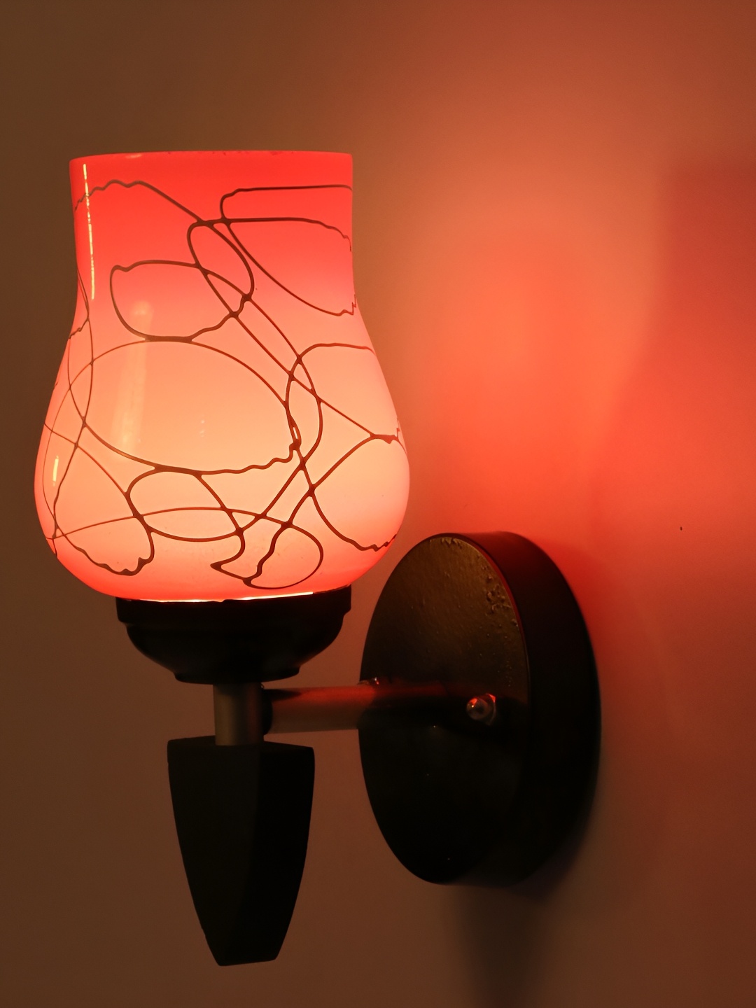 

1ST TIME Pink & White Printed Glass Traditional Wall Lamp