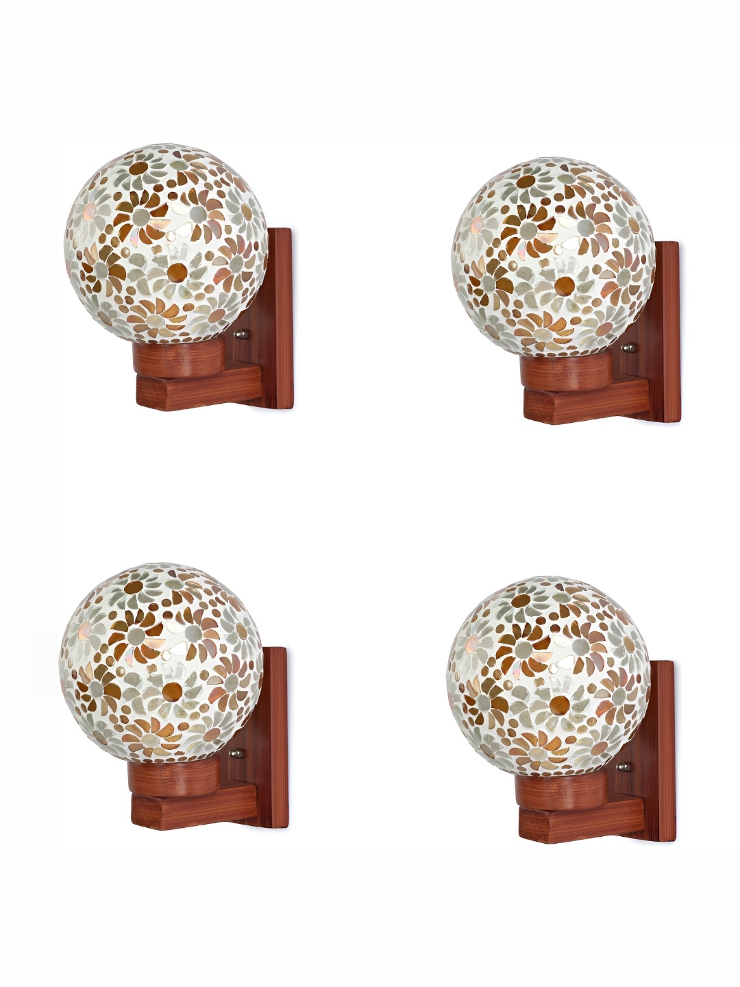 

1ST TIME White & Brown Textured Glass Traditional Spherical Shaped Wall Lamp