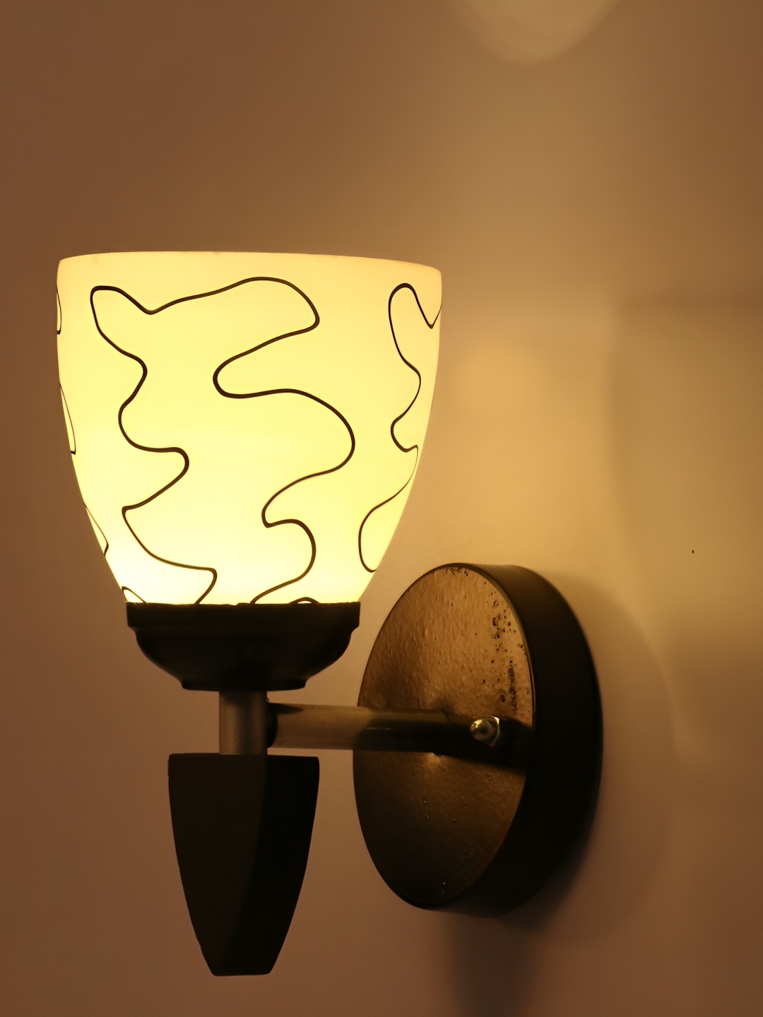 

1ST TIME Black & White Printed Glass Traditional Wall Lamp