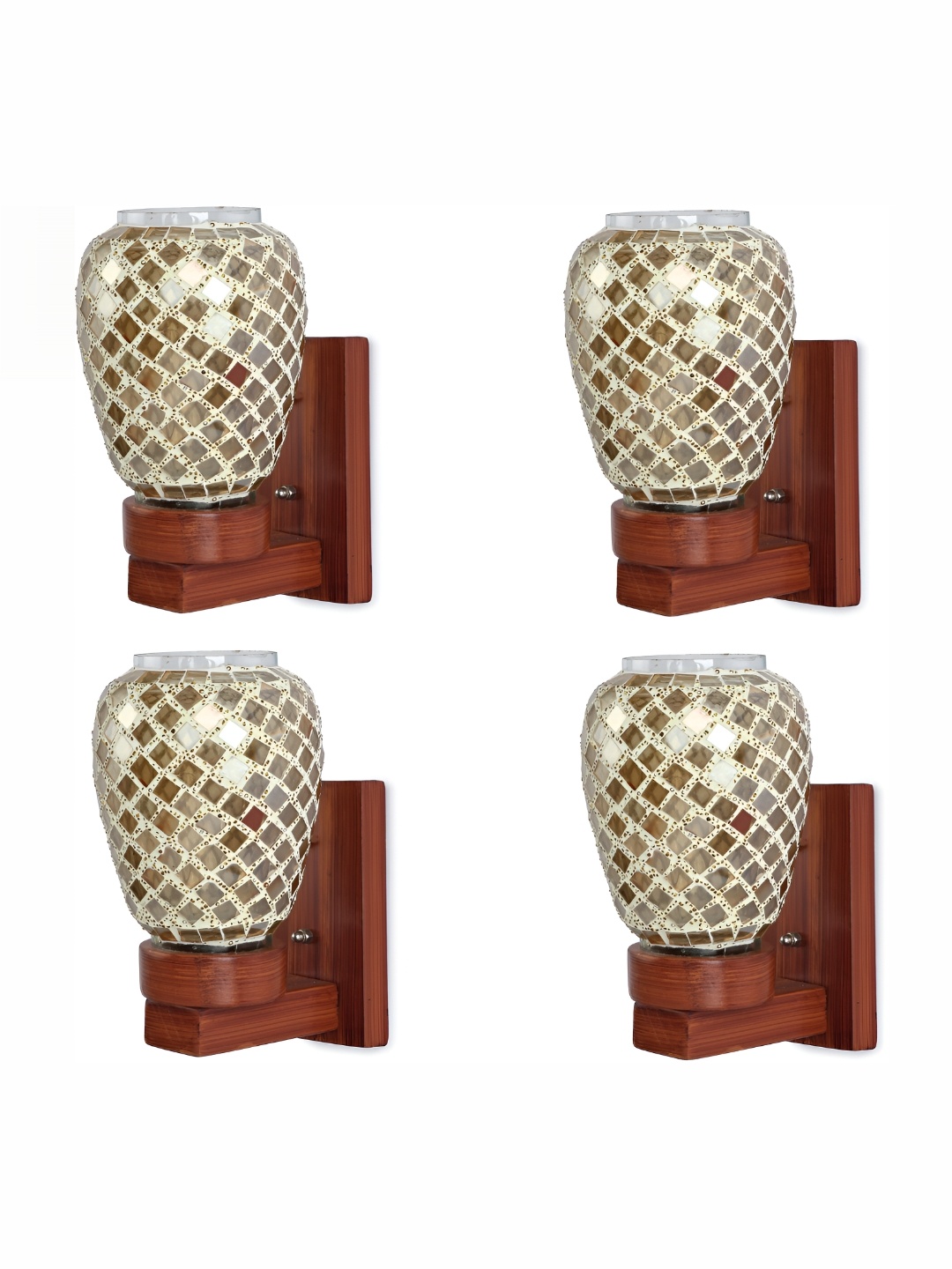 

1ST TIME Gold-Toned & Brown Glass Traditional Cylinder Shaped Wall Lamp
