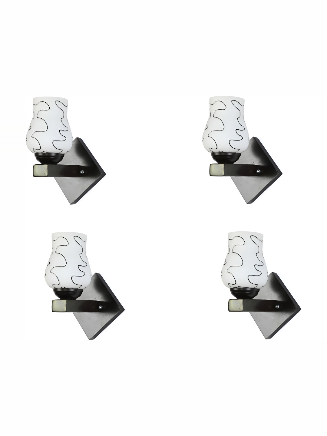 

1ST TIME Black & White Printed Glass Traditional Rectangle Shaped Wall Lamp