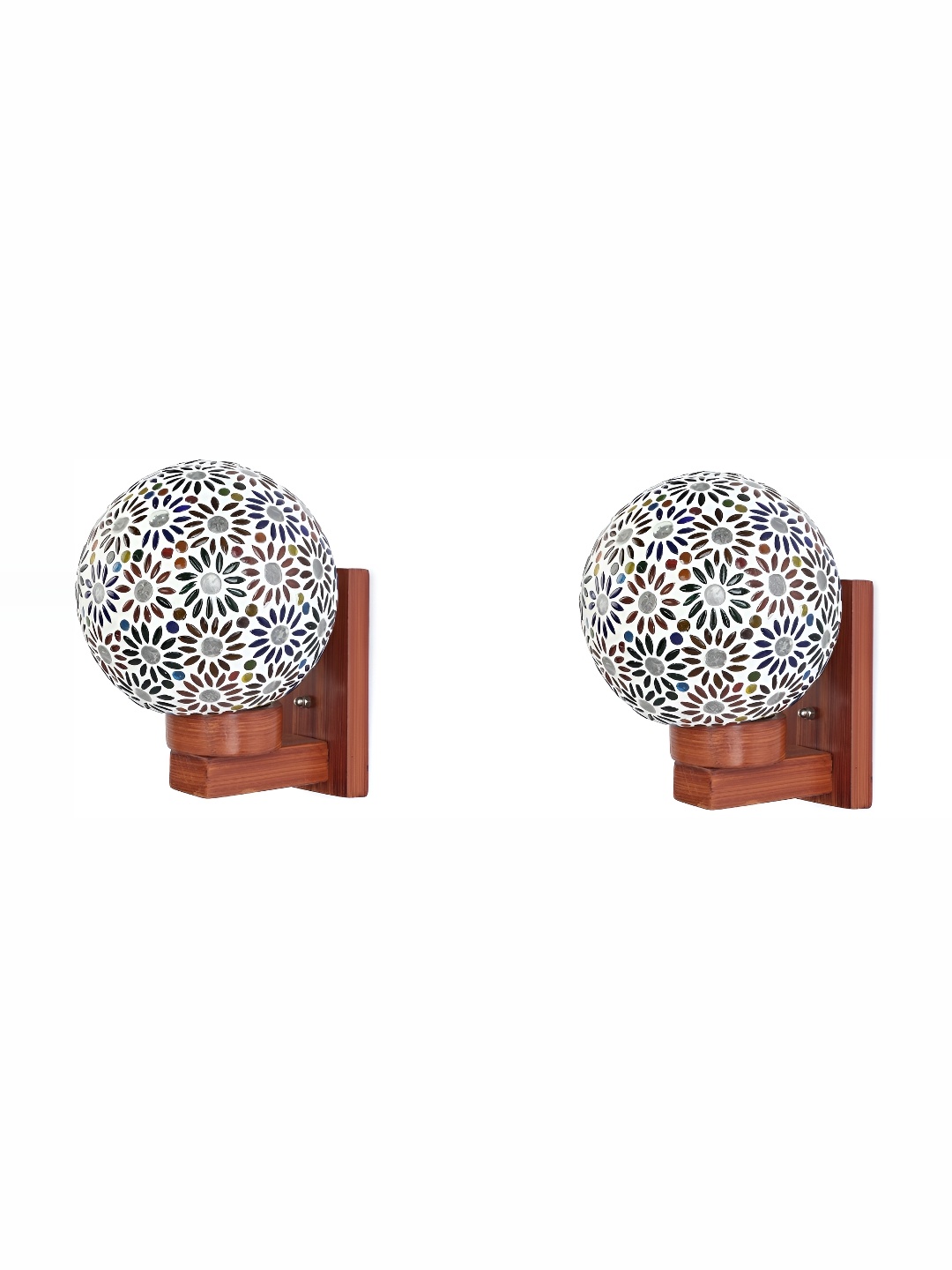 

1ST TIME White & Green Textured Glass Traditional Spherical Shaped Wall Lamp