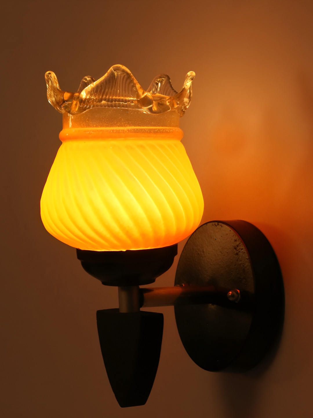 

1ST TIME Orange & White Textured Glass Traditional Wall Lamp