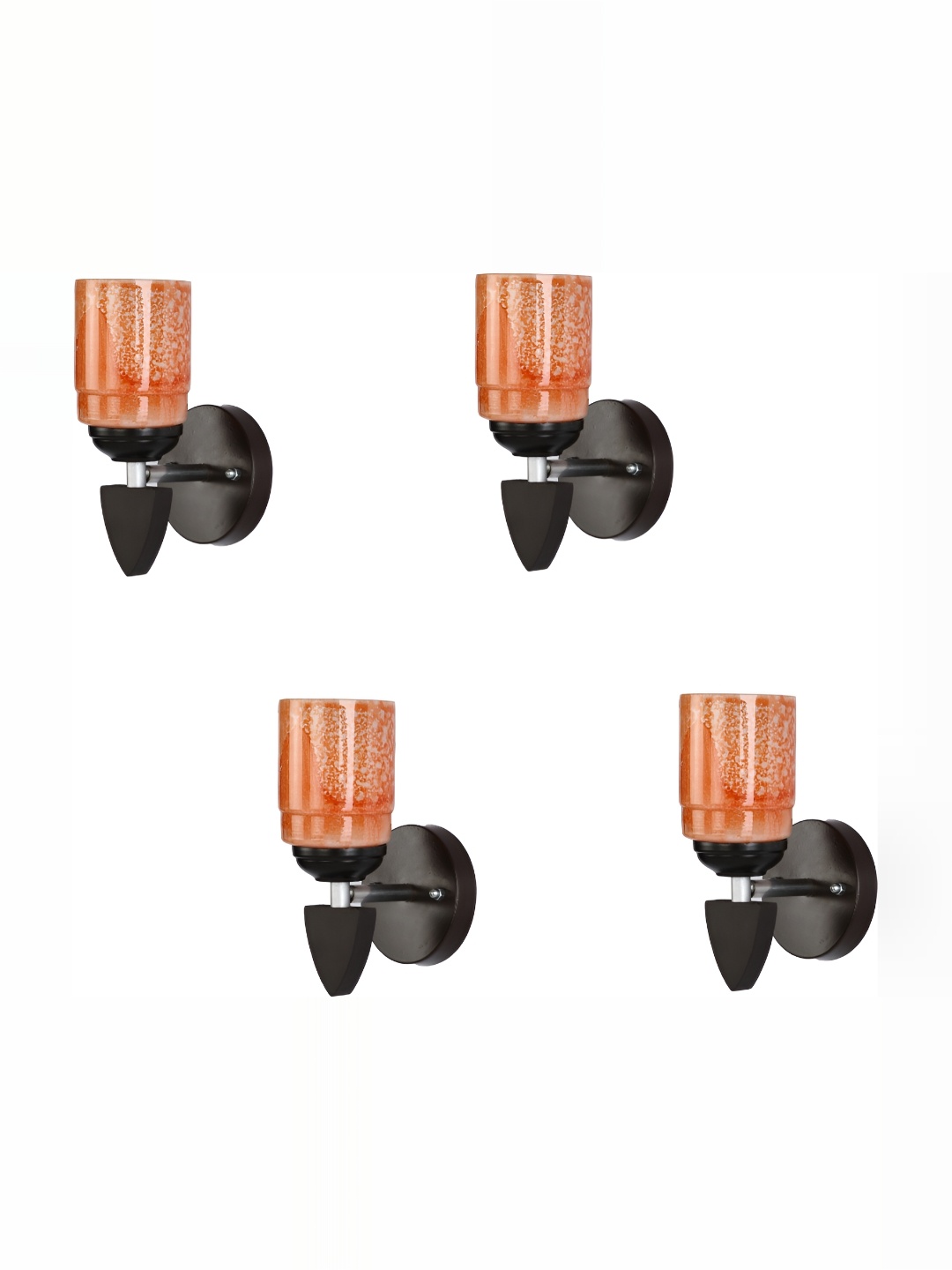 

1ST TIME Orange & Black Printed Glass Traditional Square Shaped Wall Lamp