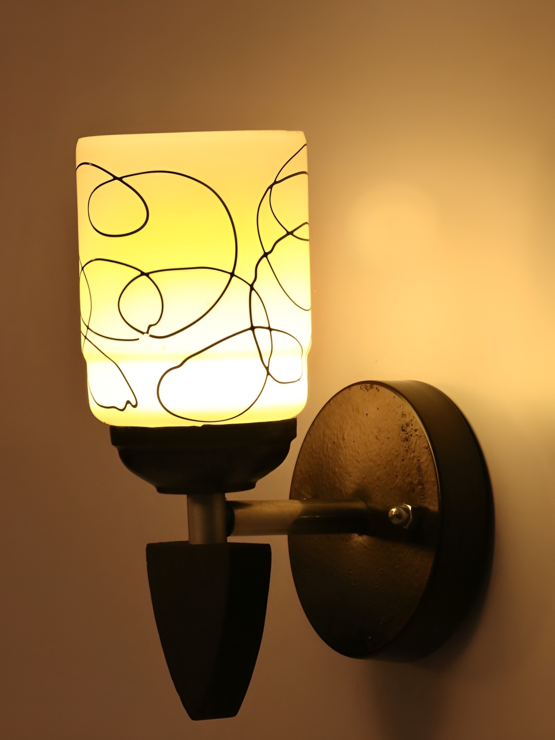 

1ST TIME White & Black Printed Glass Traditional Rectangle Shaped Wall Lamp