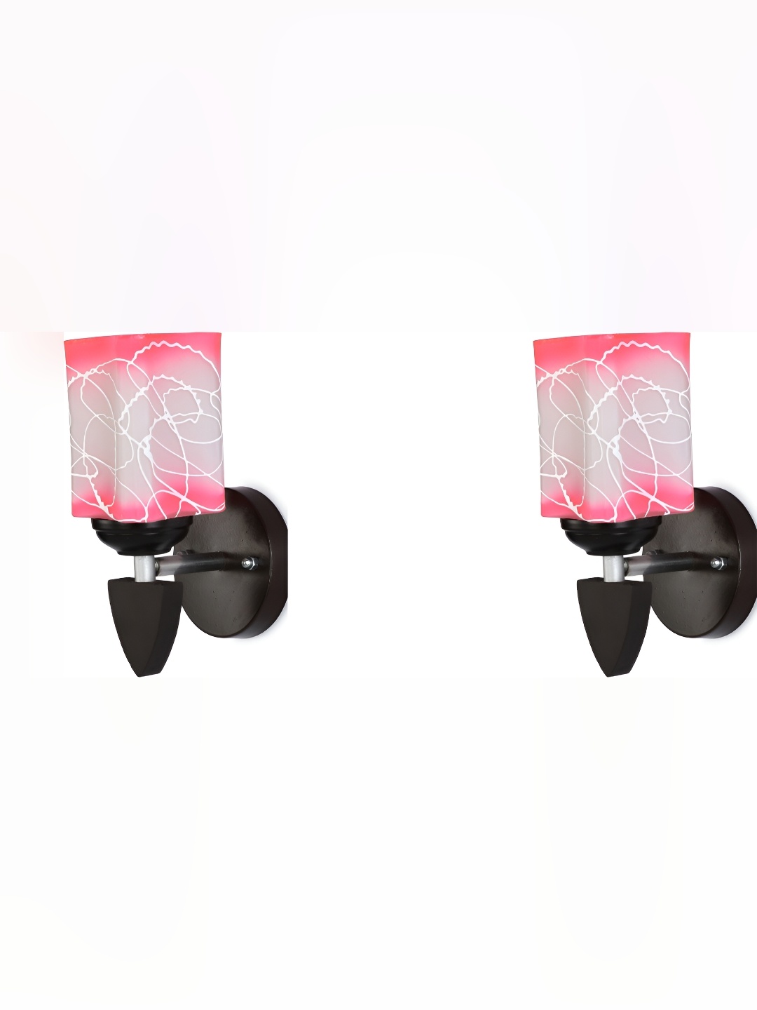 

1ST TIME Pink & Black Printed Glass Traditional Rectangle Shaped Wall Lamp