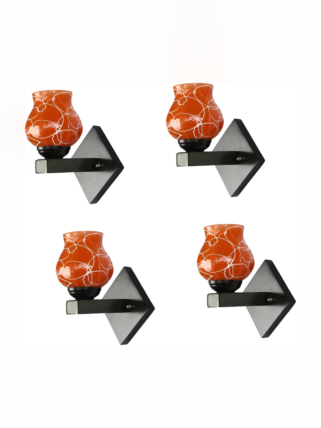 

1ST TIME Red & White Printed Glass Traditional Wall Lamp