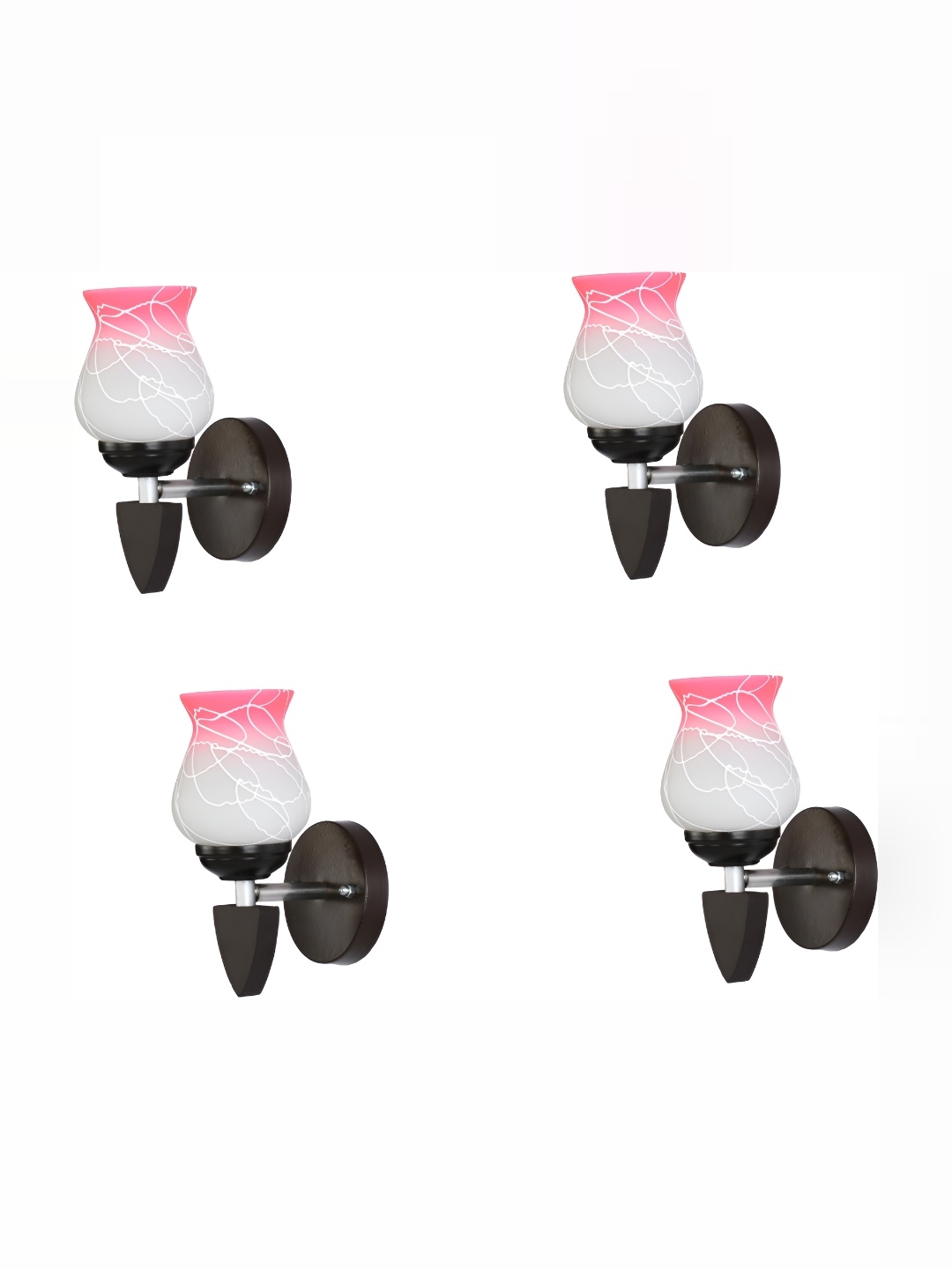 

1ST TIME Pink & White Printed Glass Traditional Abstract Shaped Shaped Wall Lamp