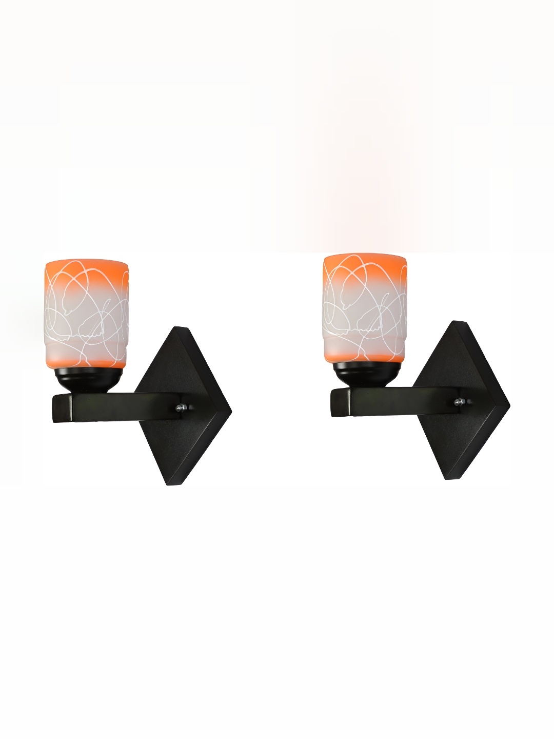 

1ST TIME Orange & White Printed Glass Traditional Cylinder Shaped Wall Lamp