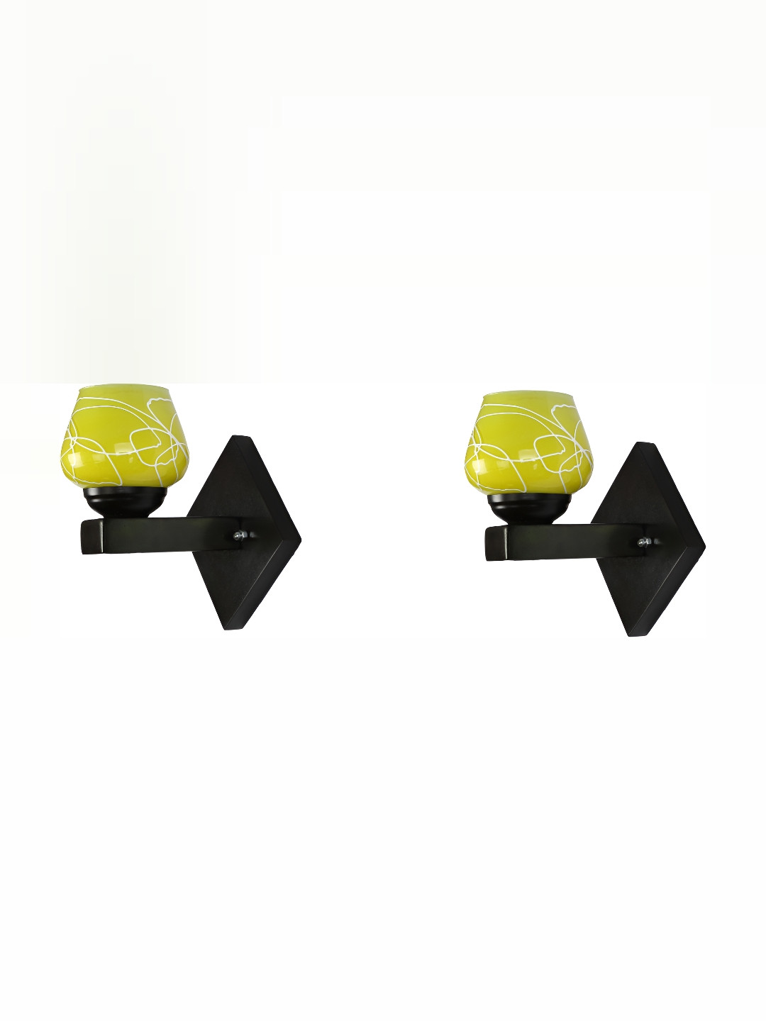 

1ST TIME Yellow & Black Textured Glass Traditional Abstract Shaped Shaped Wall Lamp