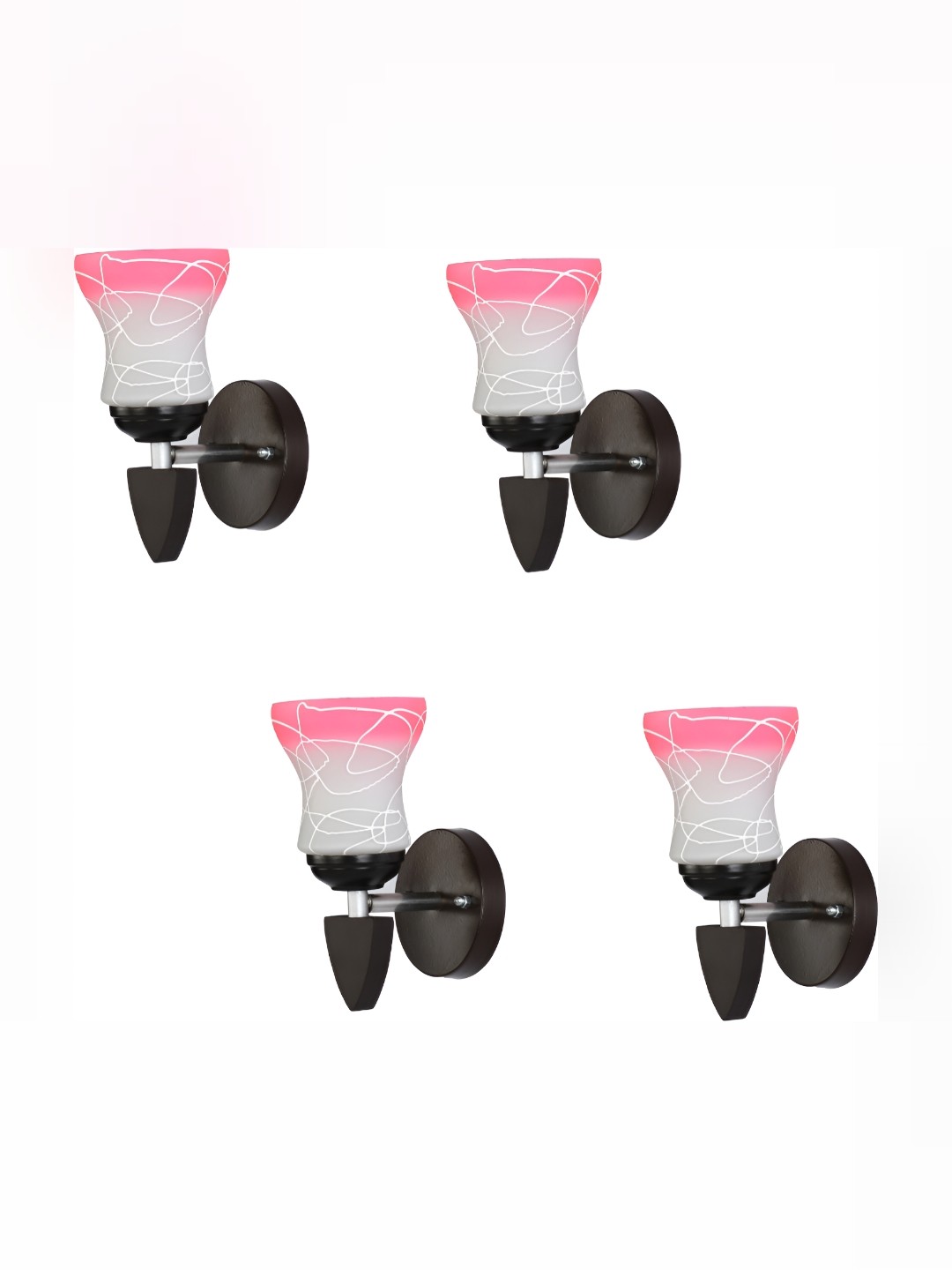

1ST TIME Pink & White Printed Glass Traditional Rectangle Shaped Wall Lamp