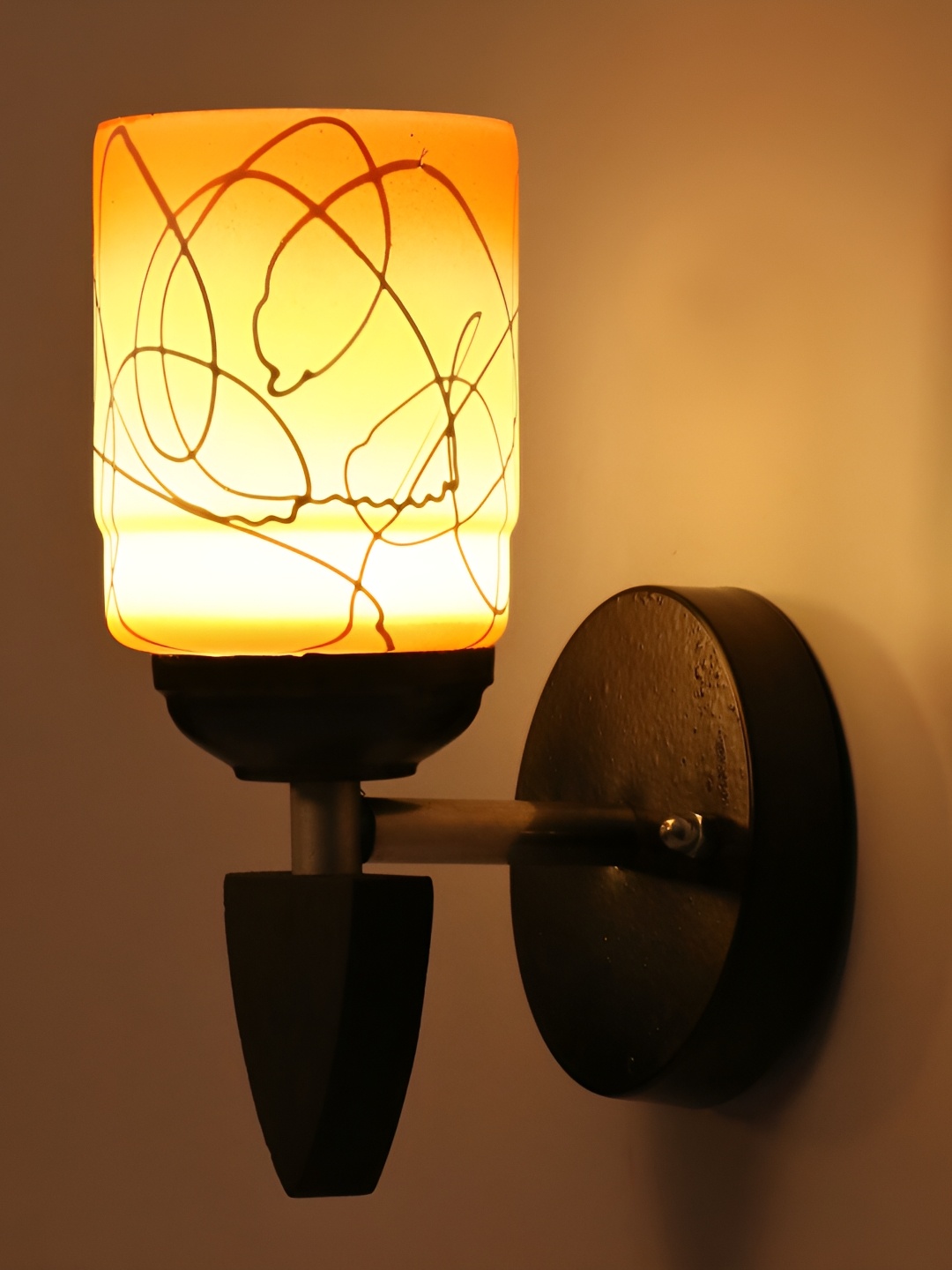 

1ST TIME Orange & Black Glass Traditional Rectangle Shaped Wall Lamp