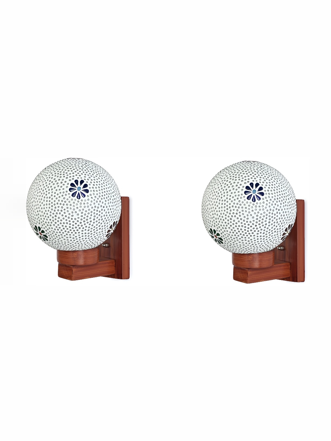 

1ST TIME White & Brown Glass Traditional Spherical Shaped Wall Lamp