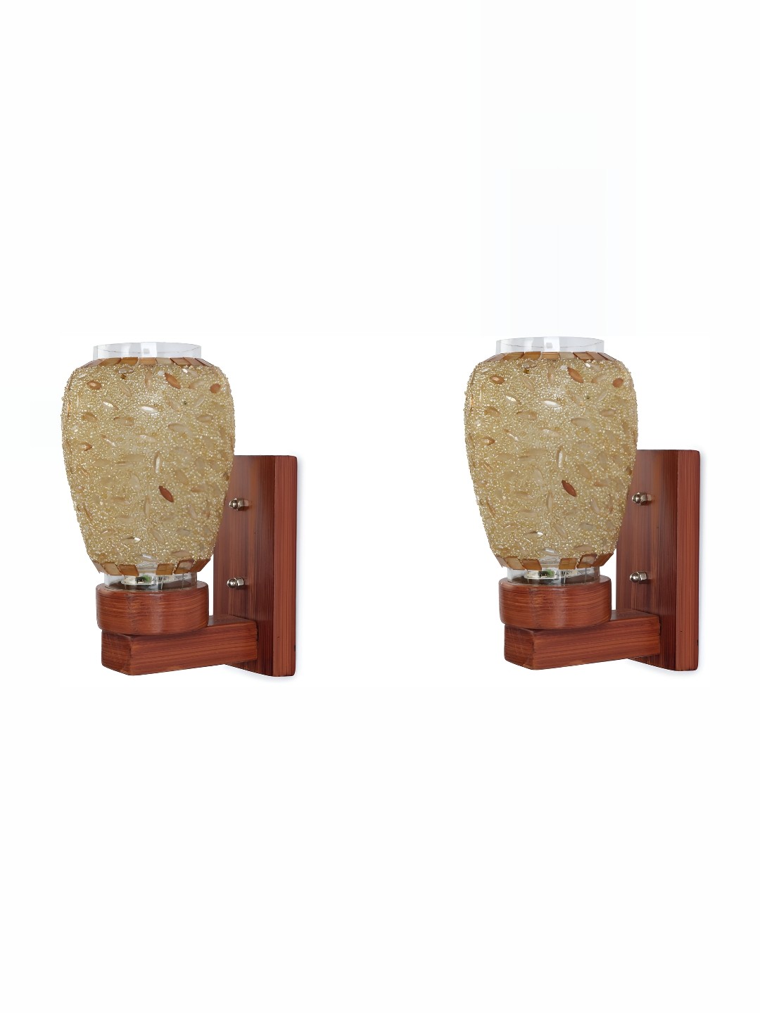 

1ST TIME Gold-Toned & Brown Textured Glass Traditional Wall Lamp