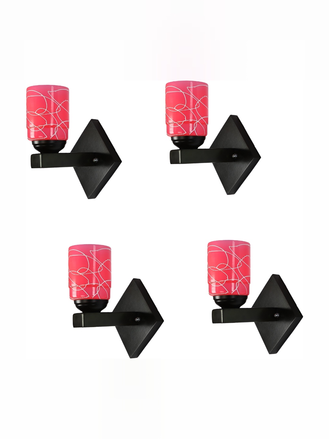

1ST TIME Pink & Black Printed Glass Traditional Cylinder Shaped Wall Lamp