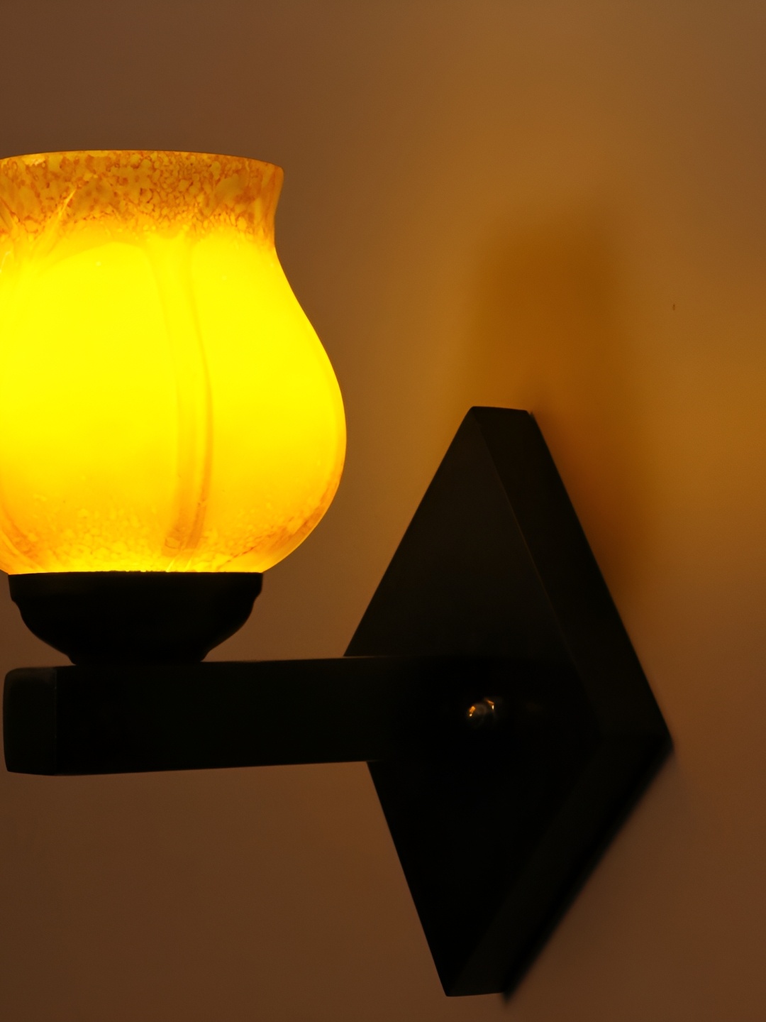

1ST TIME Yellow & Black Glass Traditional Frustum Shaped Wall Lamp