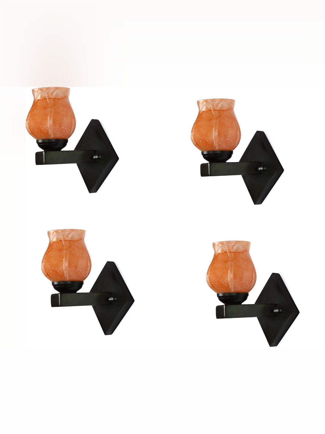 

1ST TIME Orange & Black Textured Glass Traditional Abstract Shaped Shaped Wall Lamp