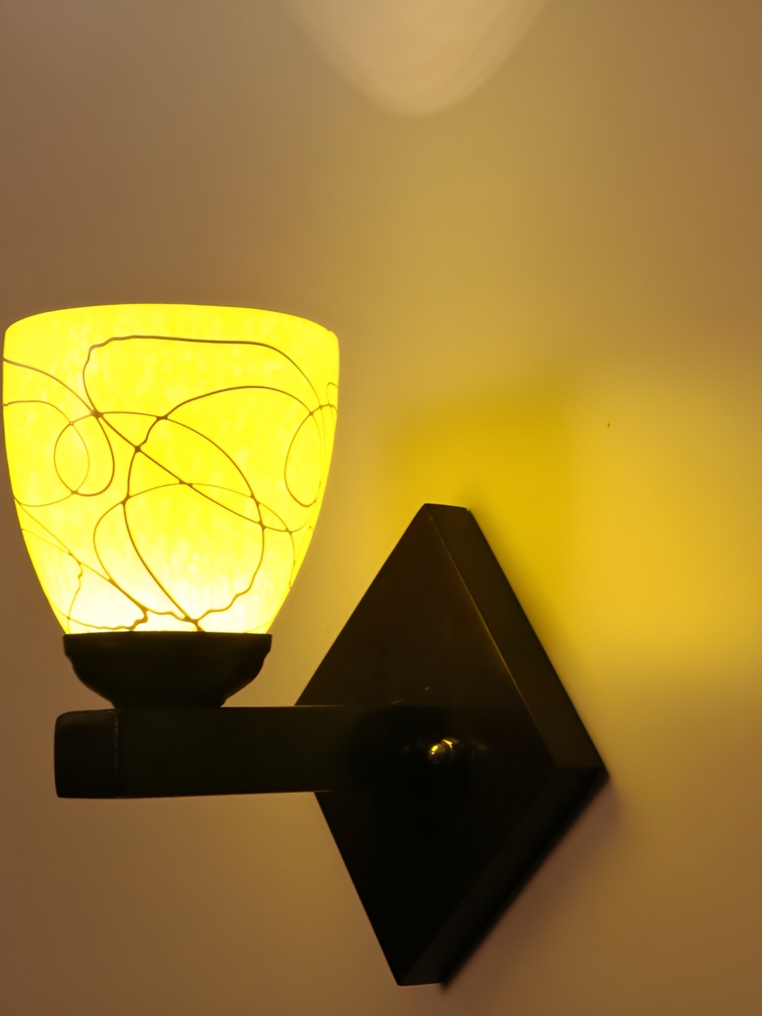 

1ST TIME Yellow & Black Glass Traditional Wall Lamp