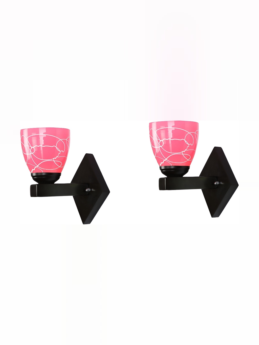 

1ST TIME Pink & White Printed Glass Traditional Rectangle Shaped Wall Lamp