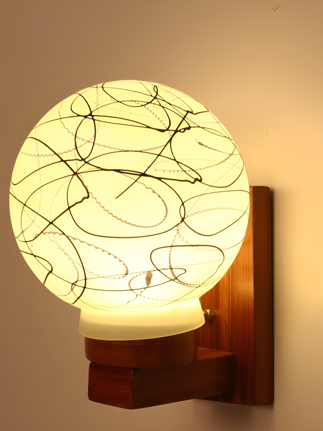 

1ST TIME White & Black Printed Glass Traditional Rectangle Shaped Wall Lamp