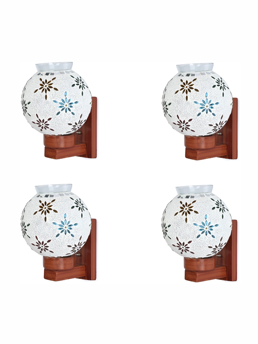 

1ST TIME White & Brown Glass Traditional Spherical Shaped Wall Lamp