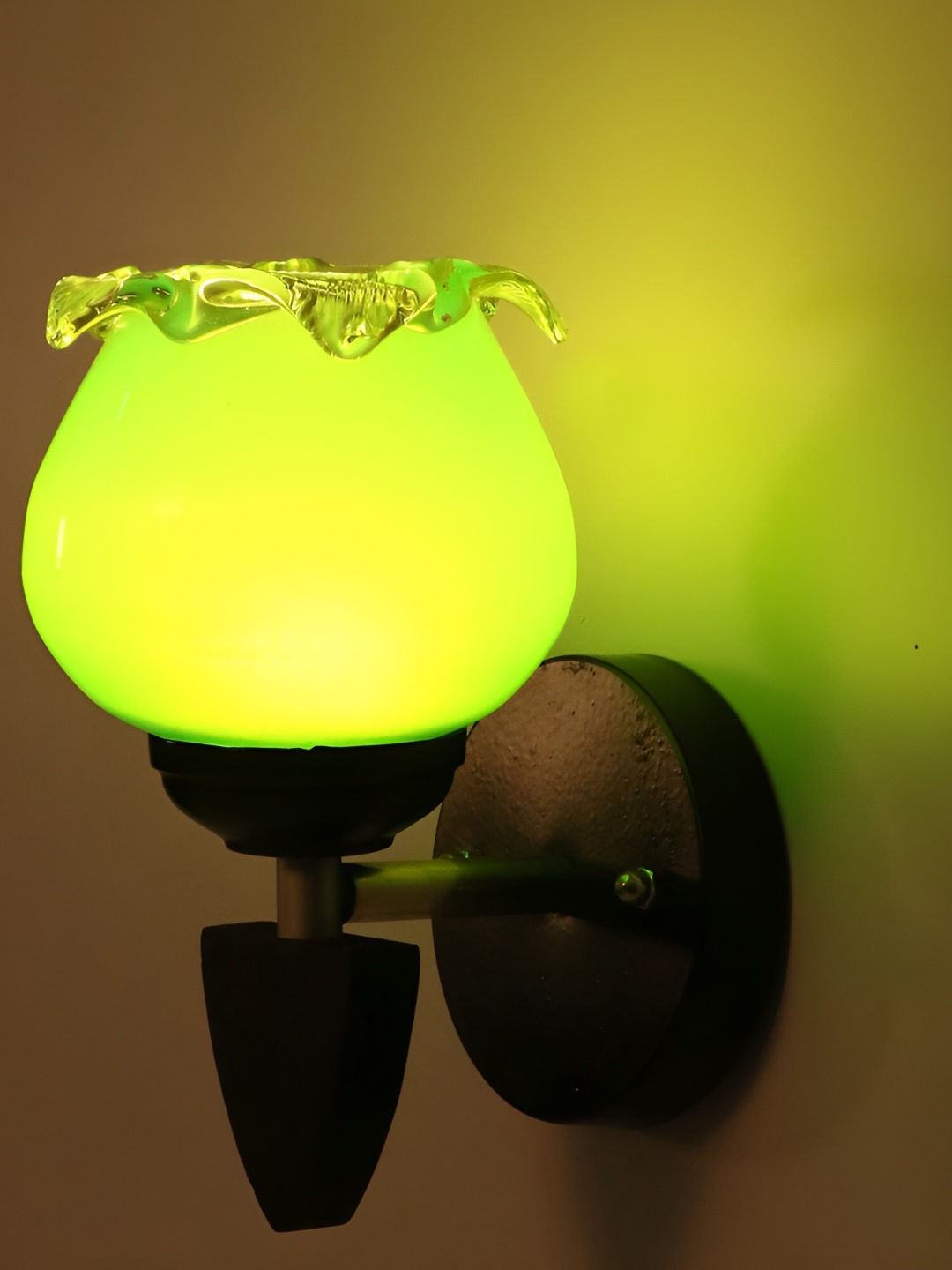 

1ST TIME Green & Black Glass Traditional Frustum Shaped Wall Lamp
